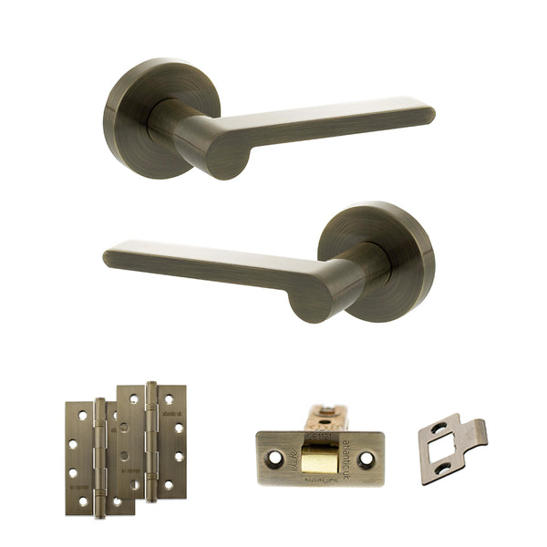 Senza Pari Darrio Door Handle Pack (Latch Set - 2.5" CE Latch, 4" Slim Knuckle Hinges x2) by Atlantic Hardware