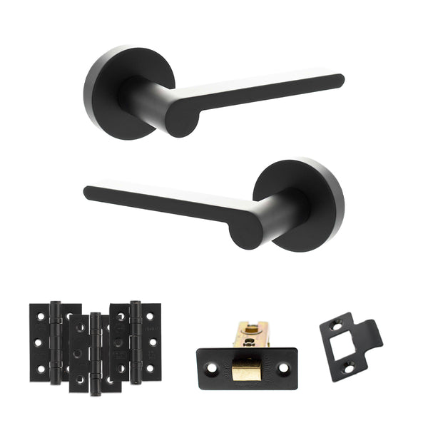 Senza Pari Darrio Door Handle Pack (Latch Set - 2.5" CE Latch, 3" Fire Rated Hinges x3) by Atlantic Hardware
