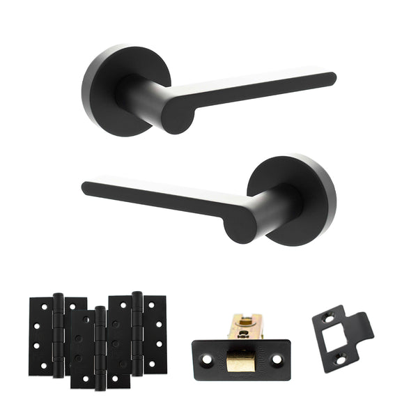 Senza Pari Darrio Door Handle Pack (Latch Set - 3" CE Latch, 4" Fire Rated Hinges x3) by Atlantic Hardware