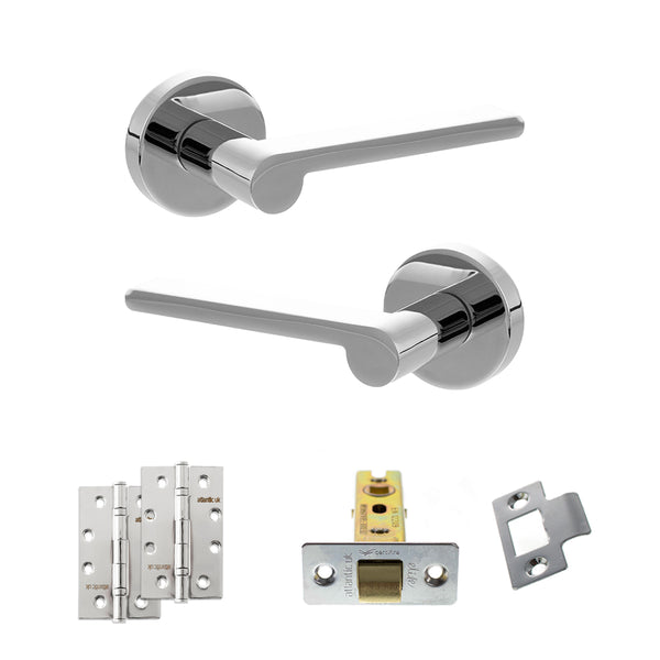 Senza Pari Darrio Door Handle Pack (Latch Set - 3" CE Latch, 4" Slim Knuckle Hinges x2) by Atlantic Hardware