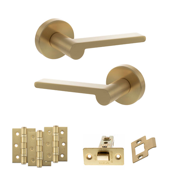 Senza Pari Darrio Door Handle Pack (Latch Set - 2.5" CE Latch, 3" Fire Rated Hinges x3) by Atlantic Hardware