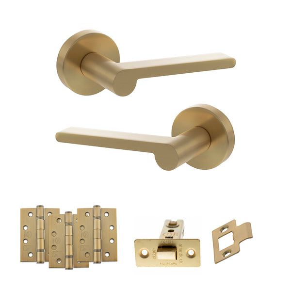 Senza Pari Darrio Door Handle Pack (Latch Set - 2.5" CE Latch, 4" Fire Rated Hinges x3) by Atlantic Hardware