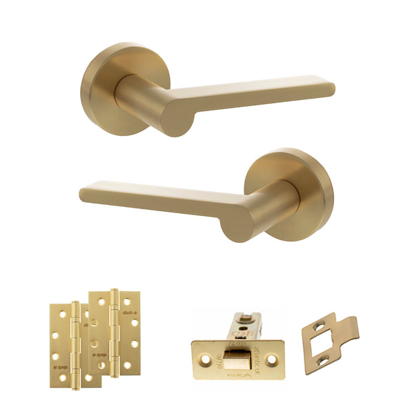 Senza Pari Darrio Door Handle Pack (Latch Set - 2.5" CE Latch, 4" Slim Knuckle Hinges x2) by Atlantic Hardware