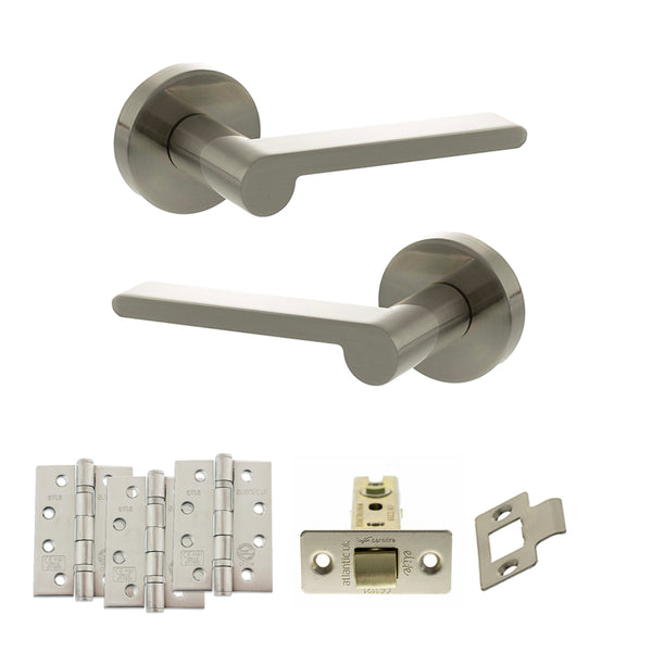 Senza Pari Darrio Door Handle Pack (Latch Set - 2.5" CE Latch, 4" Fire Rated Hinges x3) by Atlantic Hardware