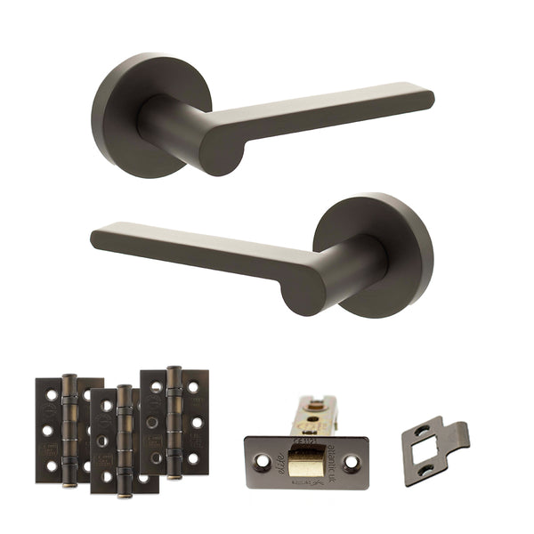 Senza Pari Darrio Door Handle Pack (Latch Set - 2.5" CE Latch, 3" Fire Rated Hinges x3) by Atlantic Hardware