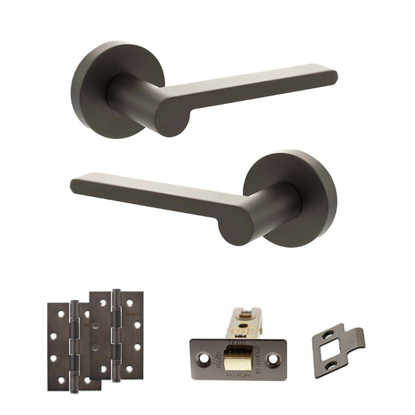Senza Pari Darrio Door Handle Pack (Latch Set - 2.5" CE Latch, 4" Slim Knuckle Hinges x2) by Atlantic Hardware