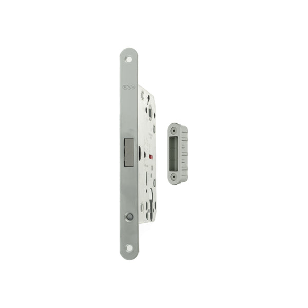 AGB Polaris 2XT Magnetic Euro Profile Sashlock 60mm backset with strike plates for ALU doors - Satin Chrome