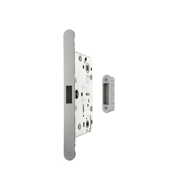 AGB Revolution XT Magnetic Bathroom Lock 60mm backset with strike plates for ALU doors - Satin Chrome