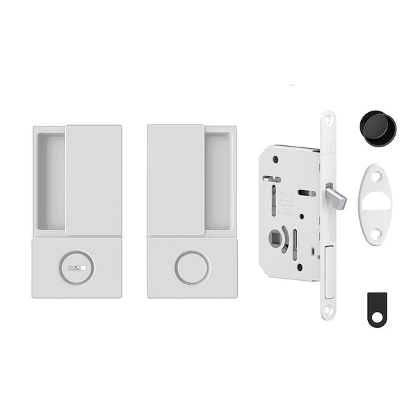 AGB Wave Flush Pocket Door Handle & Bathroom Lock Set by Atlantic Hardware