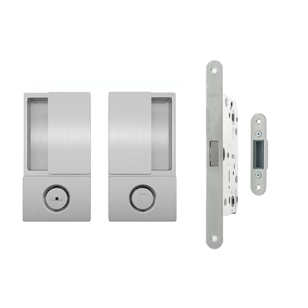 AGB Wave Flush Door Handle & Bathroom Lock Set by Atlantic Hardware