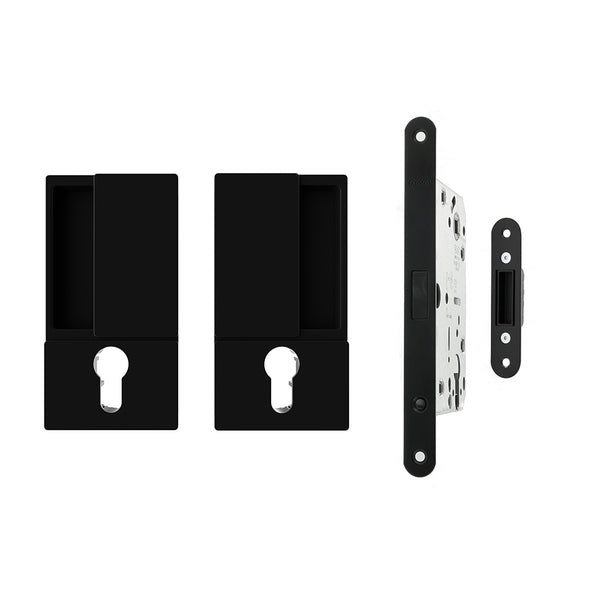 AGB Wave Flush Door Handle & Euro Profile Lock Set by Atlantic Hardware