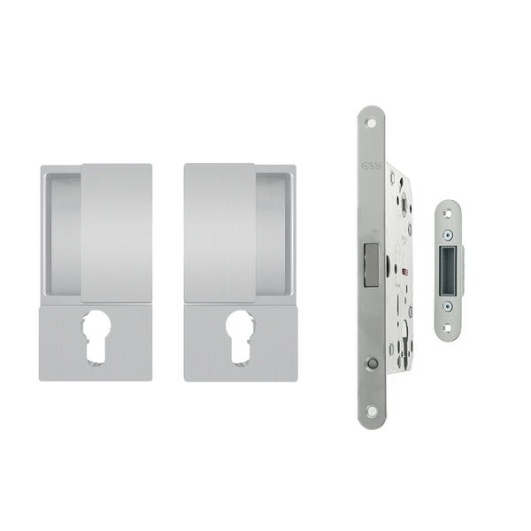 AGB Wave Flush Door Handle & Euro Profile Lock Set by Atlantic Hardware