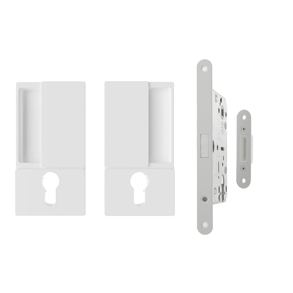 AGB Wave Flush Door Handle & Euro Profile Lock Set by Atlantic Hardware