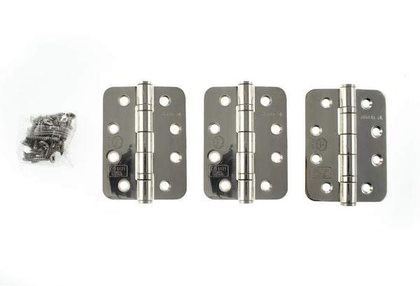 Atlantic Radius Corner Ball Bearing Hinges 4" X 3" X 3mm - Polished Stainless Steel - 4" x 3" x 3mm
