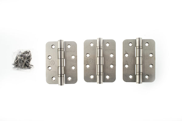 Atlantic Radius Corner Ball Bearing Hinges 4" X 3" X 3mm - Satin Stainless Steel - 4" x 3" x 3mm