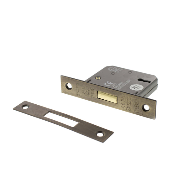 Atlantic 3 Lever Key Deadlock [CE] Keyed Alike 2.5" - Matt Antique Brass