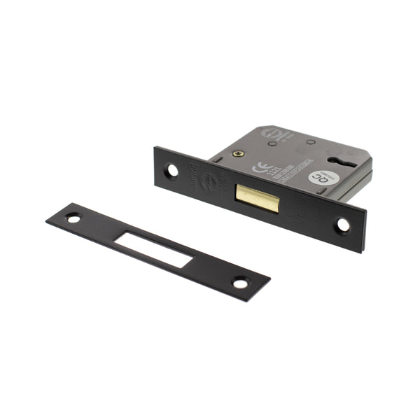 Atlantic 3 Lever Key Deadlock [CE] Keyed Alike 2.5" - Matt Black