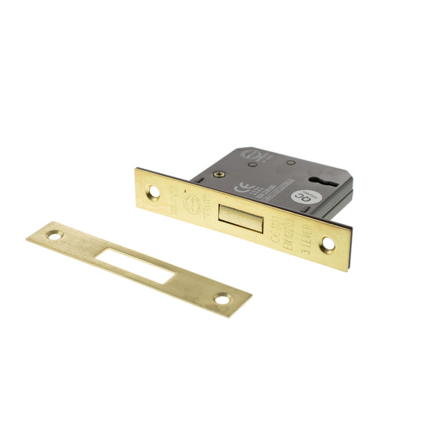 Atlantic 3 Lever Key Deadlock [CE] Keyed Alike 2.5" - Satin Brass