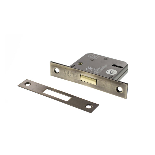 Atlantic 3 Lever Key Deadlock [CE] Keyed Alike 3" - Antique Brass
