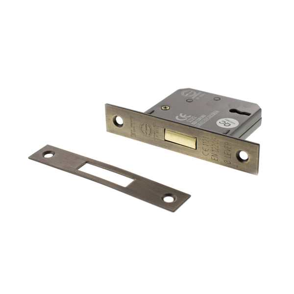 Atlantic 3 Lever Key Deadlock [CE] Keyed Alike 3" - Matt Antique Brass