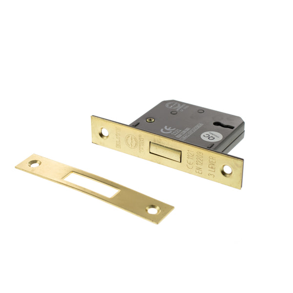 Atlantic 3 Lever Key Deadlock [CE] Keyed Alike 3" - Polished Brass