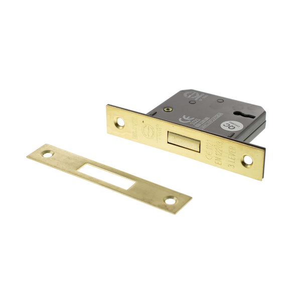 Atlantic 3 Lever Key Deadlock [CE] Keyed Alike 3" - Satin Brass