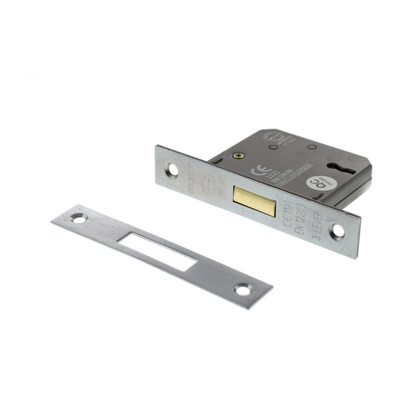 Atlantic 3 Lever Key Deadlock [CE] Keyed Alike 3" - Satin Chrome