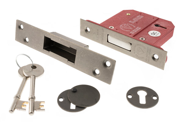 Atlantic 5 Lever Key Deadlock [BS] Keyed Alike 3" - Distressed Silver