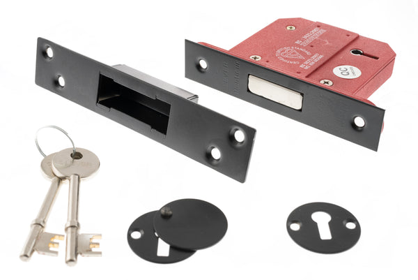 Atlantic 5 Lever Key Deadlock [BS] Keyed Alike 3" - Matt Black