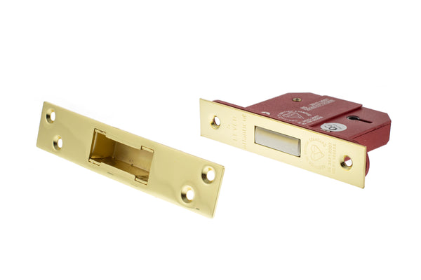 Atlantic 5 Lever Key Deadlock [BS] Keyed Alike 3" - Polished Brass