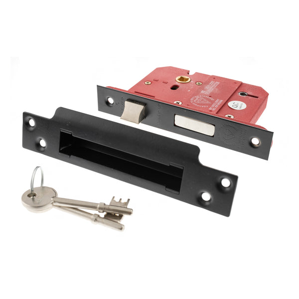 Atlantic 5 Lever Key Sashlock [BS] Keyed Alike 2.5" - Matt Black