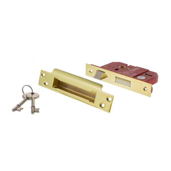 Atlantic 5 Lever Key Sashlock [BS] Keyed Alike 2.5" - Polished Brass