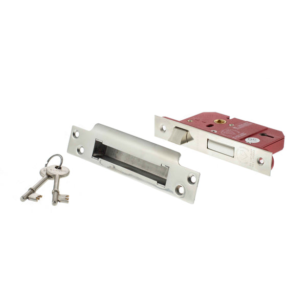 Atlantic 5 Lever Key Sashlock [BS] Keyed Alike 2.5" - Polished Chrome