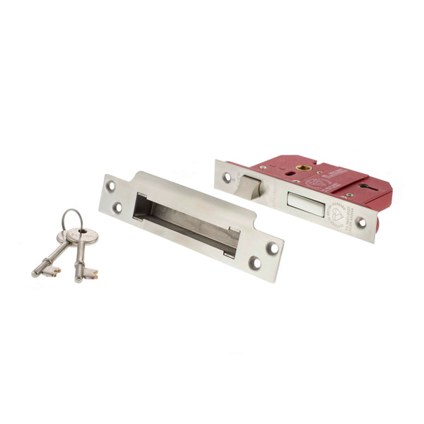Atlantic 5 Lever Key Sashlock [BS] Keyed Alike 2.5" - Satin Chrome