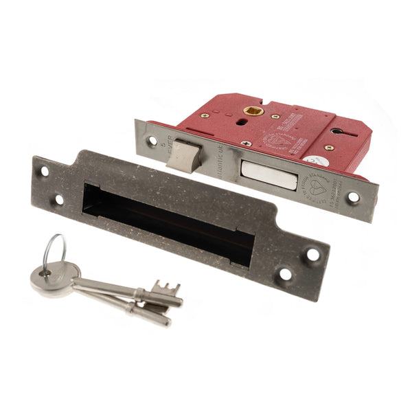 Atlantic 5 Lever Key Sashlock [BS] Keyed Alike 3" - Distressed Silver