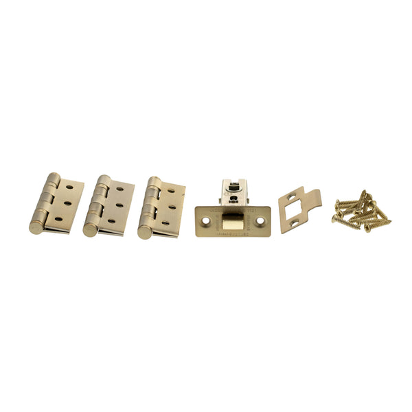 Atlantic Latch Pack [CE] 2.5" (Latch x1) + 3"x2" (Hinge x3) - Satin Brass