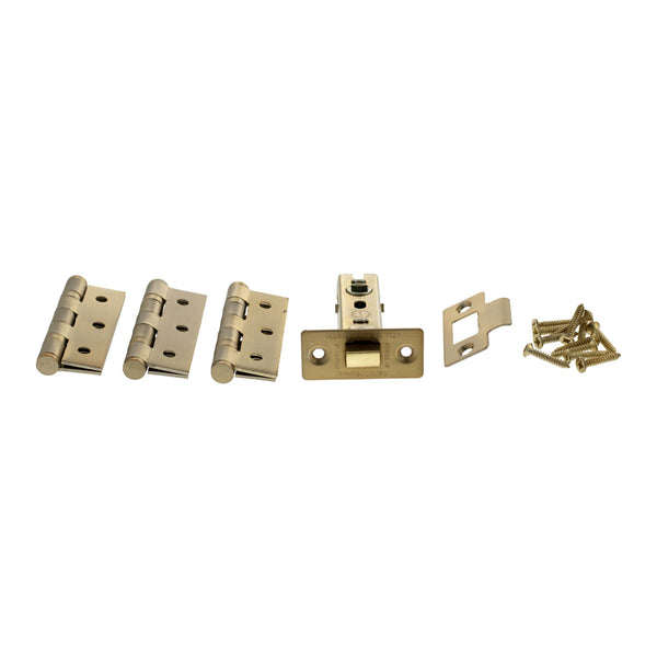 Atlantic Latch Pack [CE] 3" (Latch x1) + 3"x2" (Hinge x3) - Satin Brass
