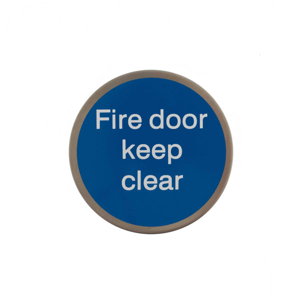 Atlantic Fire Door Keep Clear Disc Sign 3M Adhesive 75mm by Atlantic Hardware