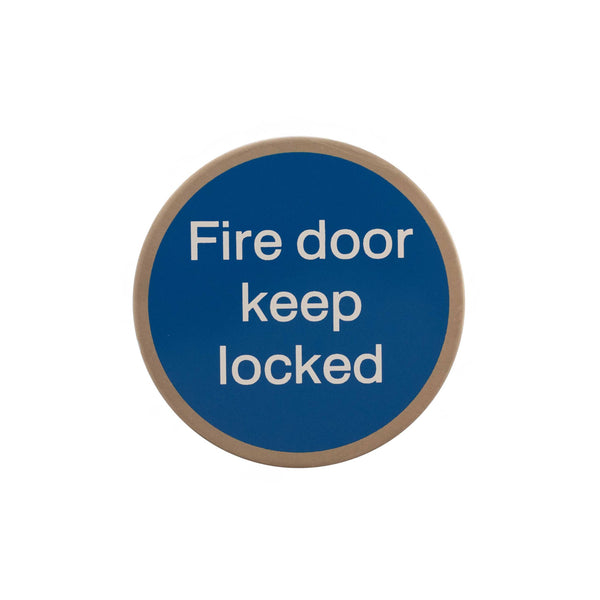 Atlantic Fire Door Keep Locked Disc Sign 3M Adhesive 75mm by Atlantic Hardware