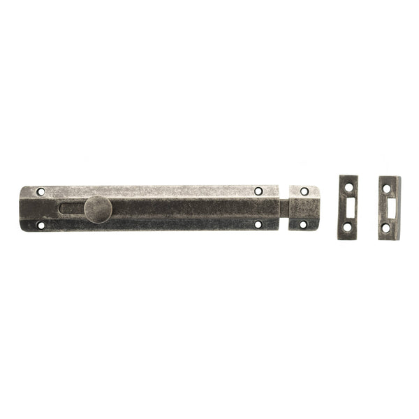 Atlantic Solid Brass Surface Door Bolt - Distressed Silver - 8"
