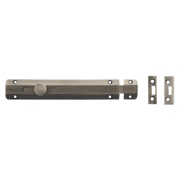 Atlantic Solid Brass Surface Door Bolt - Matt Gun Metal - 8"