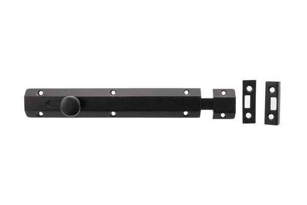 Atlantic Solid Brass Surface Door Bolt - Matt Black - 8"