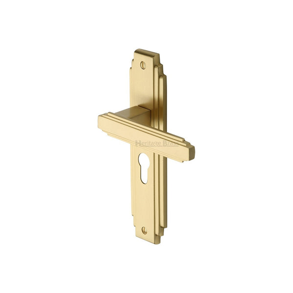 Astoria Door Handle on Plate by M Marcus - Heritage Brass
