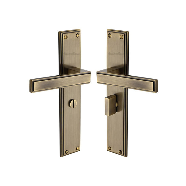 Atlantis Long Door Handle on Plate by M Marcus - Heritage Brass