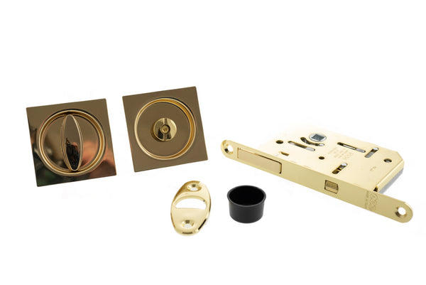 AGB Square Flush Handle Sliding Door Bathroom Lock Set by Atlantic Hardware