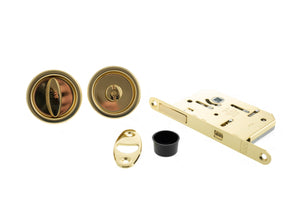 AGB Round Flush Handle Sliding Door Bathroom Lock Set by Atlantic Hardware