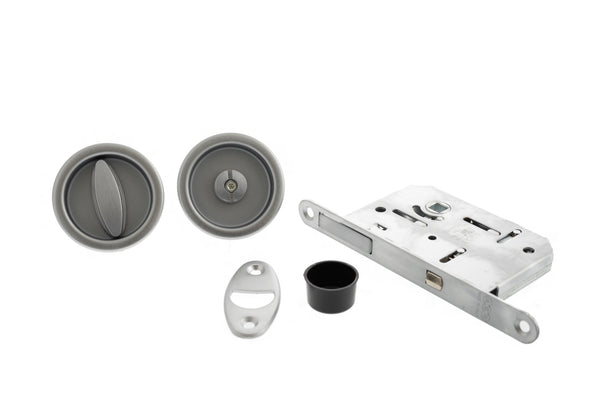 AGB Round Flush Handle Sliding Door Bathroom Lock Set by Atlantic Hardware