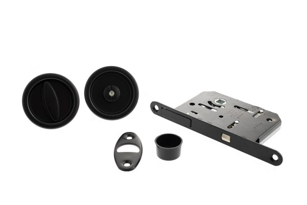 AGB Round Flush Handle Sliding Door Bathroom Lock Set by Atlantic Hardware