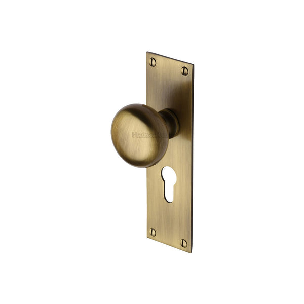 Balmoral Door Knob on Plate by M Marcus - Heritage Brass