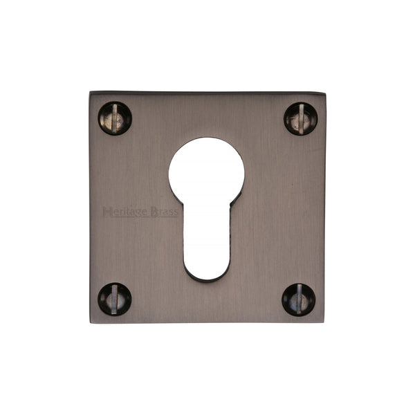 M Marcus - Heritage Brass, Euro Profile Cylinder Escutcheon Square  - BAU1558, Escutcheons & Privacy Thumbturns, Escutcheons